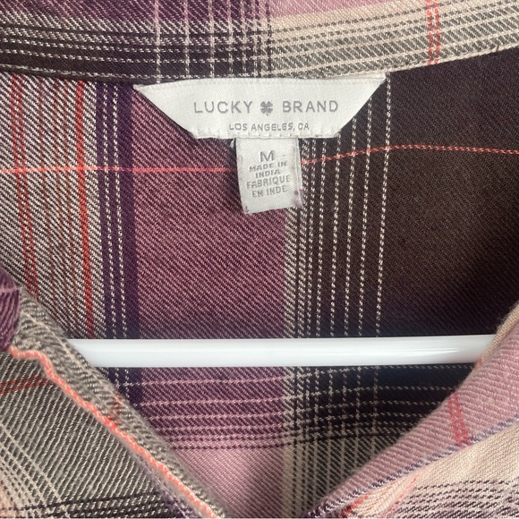 Lucky Brand Women's Oversized Purple & Pink Button Down Flannel Shirt Medium - Picture 2 of 10